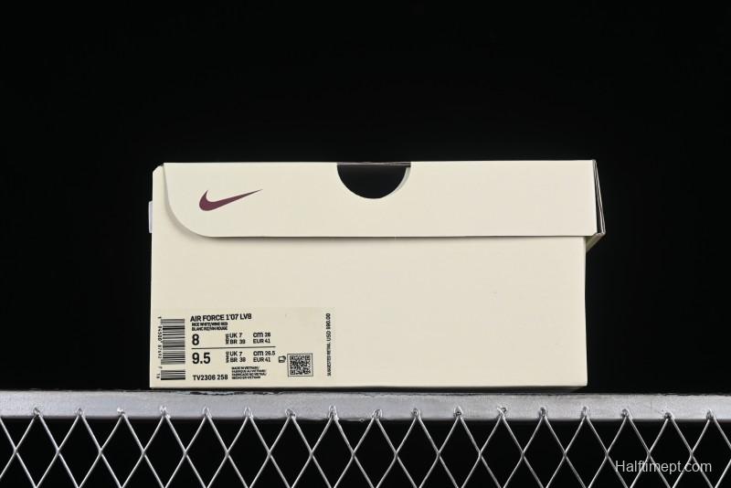 Nike Air Force 1 '07 Low "NIKE" Triple Swoosh Series White Wine Red Classic Casual Sneakers - TV2306-258