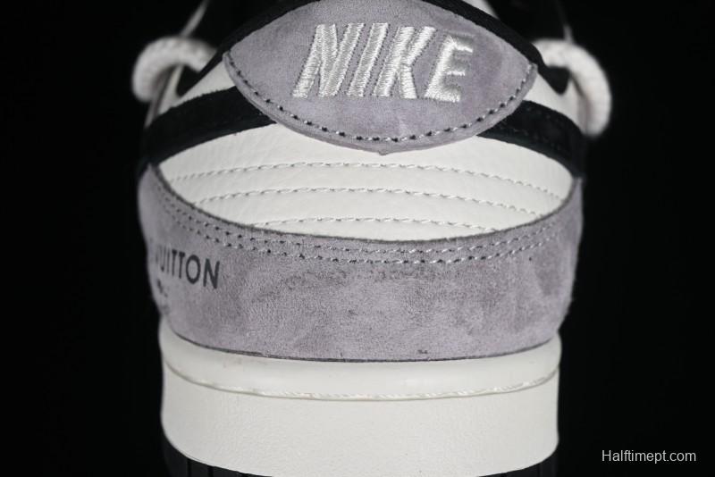 Nike SB Dunk Low LV Collaboration - Grey Pigskin Print Anniversary High-End Custom Low-Top Casual Sneakers - SJ2068-232