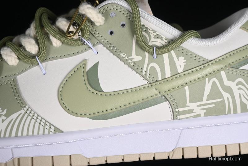 Nike Dunk Low SB Casual Sneakers with Deconstructed Laces and Dragon Well Tea-Inspired Design - DV0831-003