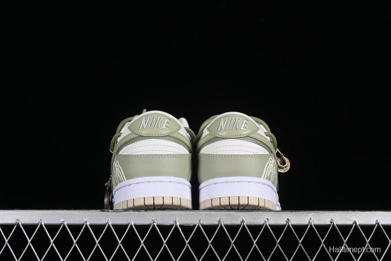 Nike Dunk Low SB Casual Sneakers with Deconstructed Laces and Dragon Well Tea-Inspired Design - DV0831-003