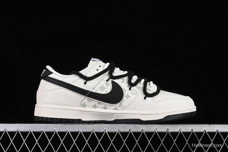Nike SB Dunk Low LV Collaboration - Lamborghini Strap White Black Hook Anniversary High-End Custom Low-Top Casual Sneakers - SJ2068-261
