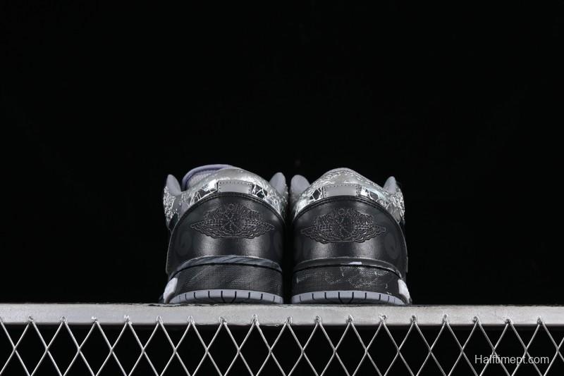 Nike Air Jordan 1 Low AJ1 Panda Prank Modern Gray Silver Black Low-top Casual Sneakers - 553560-053