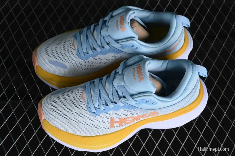 HOKA ONE ONE Bondi 8 Functional Cushioned Running Shoes with Engineered Mesh Upper - 1127954 SSCA