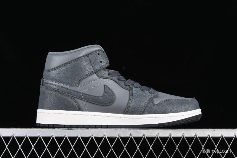 Nike Air Jordan 1 Mid Basketball Shoes in Space Gray - FJ3448-001