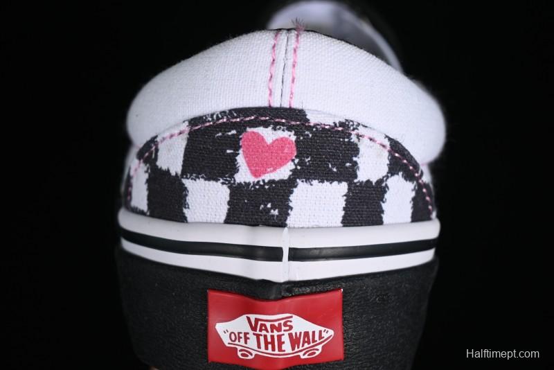 Vans Slip-On Classic Collaborative Hand-Painted Graffiti with Pink Accents and Crystal Outsole Checkerboard Slip-On - VN000CT5BPA