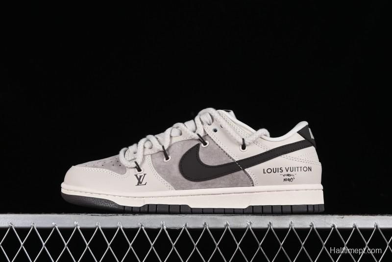 Nike SB Dunk Low LV Collaboration - Coffee Pig Anniversary High-End Custom Low-Top Casual Skate Shoes - XX2025-328