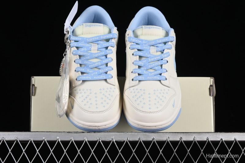 Nike SB Dunk Low Supreme Collaboration - Sky Blue Canvas Anniversary Custom Low-Top Casual Skate Shoes - BB6698-513