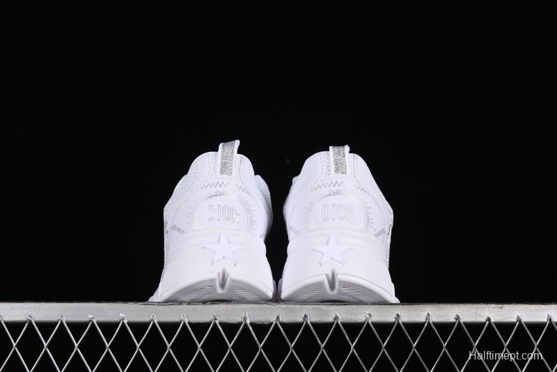 Dior Chrono Round Toe Lace-Up Lifestyle Casual Running Shoes - 10W WHITE