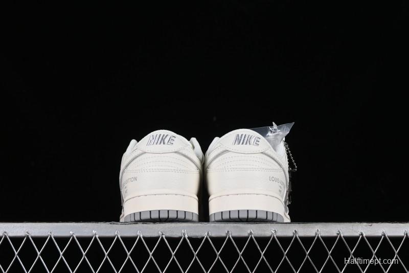Nike SB Dunk Low LV Collaboration - Beige Silver Gray Anniversary High-End Custom Low-Top Casual Skate Shoes - BB8766-210