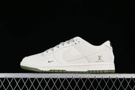 Nike SB Dunk Low LV Collaboration - Beige Green Luxury Custom Low-Top Casual Sneakers - XX2025-318