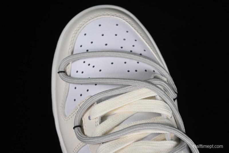 Nike Dunk Low Next Nature SB Lace-Up Low-Top Casual Sneakers in Cream Dark Brown - DD1873-103