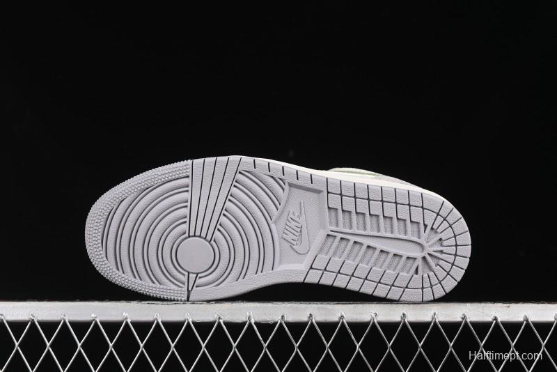 Nike Air Jordan 1 Low Stussy Collaboration - Light Green Elegant Grey Retro Basketball Shoes - WG8850-016