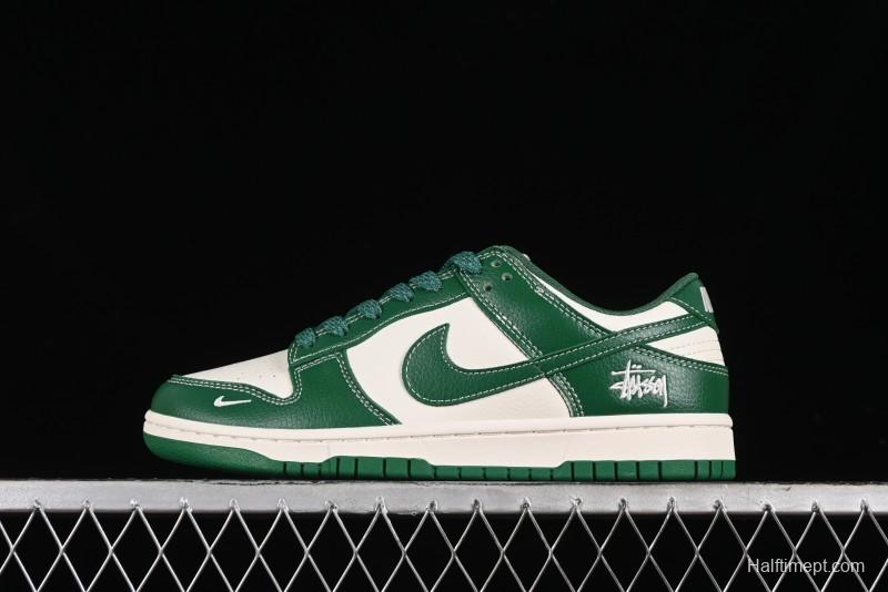 Nike SB Dunk Low Stussy Collaboration - Dark Green Anniversary Custom Low-Top Casual Skate Shoes - BB9898-005