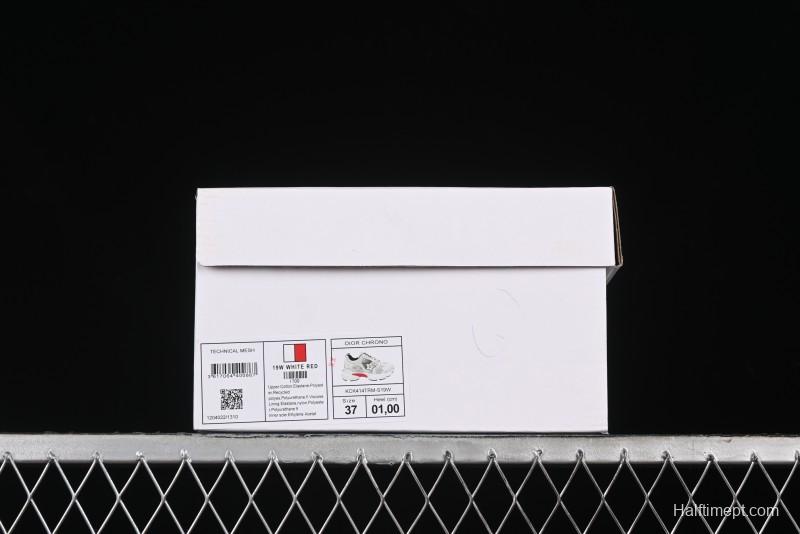 Dior Chrono Round Toe Lace-Up Lifestyle Casual Running Sneakers - 19W WHITE RED