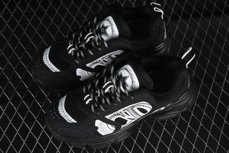 Dior Chrono Round Toe Lace-Up Lifestyle Casual Running Sneakers - 6865 BLACK WHITE