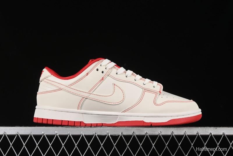 Nike SB Dunk Low Comme des Garcons Collaboration - Off-White Small Red Hook Anniversary High-End Custom Low-Top Casual Skate Shoes - KK1688-100