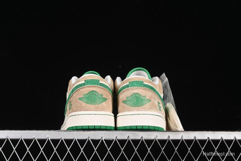 Nike Air Jordan 1 Low AJ1 Gucci Collaboration - Vintage Basketball Shoes in Sheepskin Green - WG8850-014