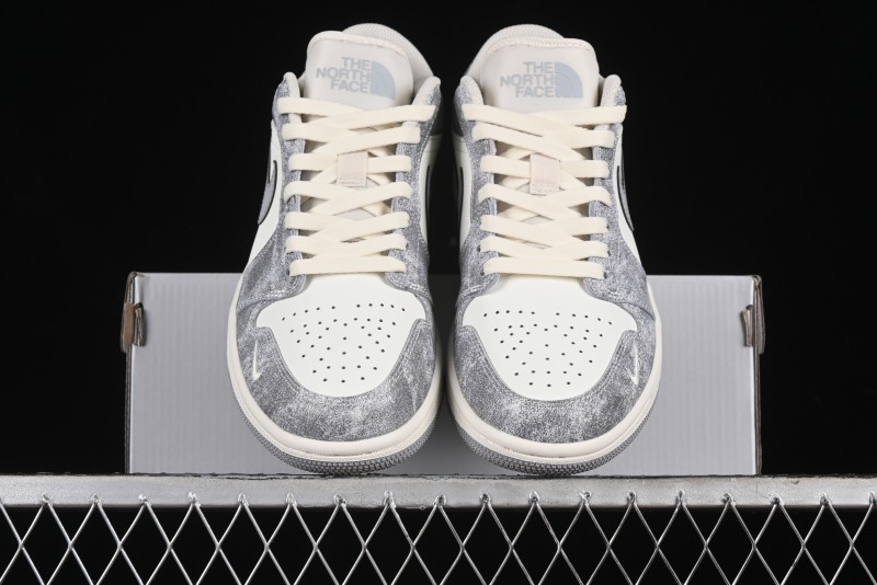 Nike Air Jordan 1 Low AJ1 The North Face Collaboration - Rock Gray High-End Custom Retro Basketball Shoes DC2024-023