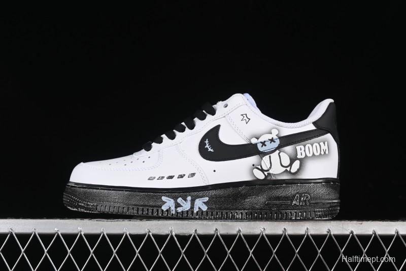 Nike Air Force 1 '07 Low Custom KAWS Bear Print Casual Sneakers - ZH0316-037