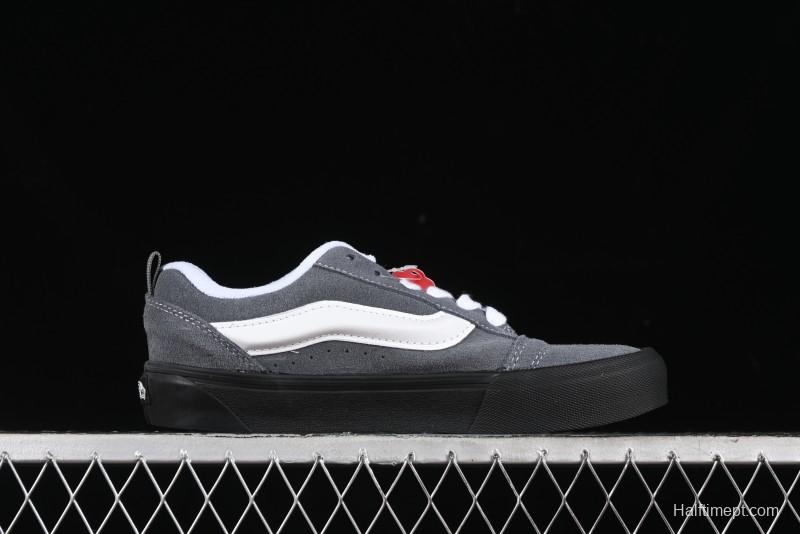 Vans Knu Skool Dark Grey Black Sole Versatile Casual Slip-Resistant Cushioned Platform Sneakers - VN000D22PWT
