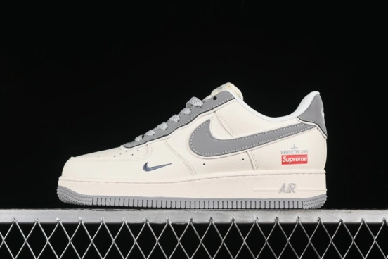 Nike Air Force 1 '07 Low Stone Island Supreme Collaboration Off-White Star Grey Low-Top Casual Sneakers - BB1616-303