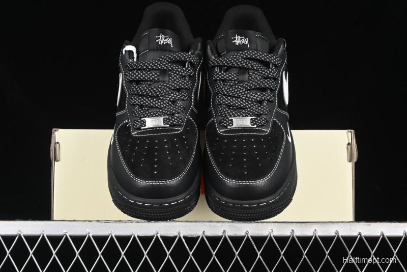 Nike Air Force 1 '07 Low Stussy Collaboration - Samurai Black Low-Top Casual Sneakers - XZ6188-969