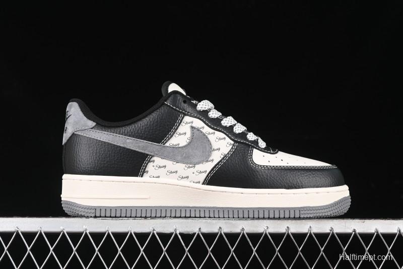 Nike Air Force 1 '07 Low Stussy Collaboration - Black Grey Casual Sneakers - XZ3328-566