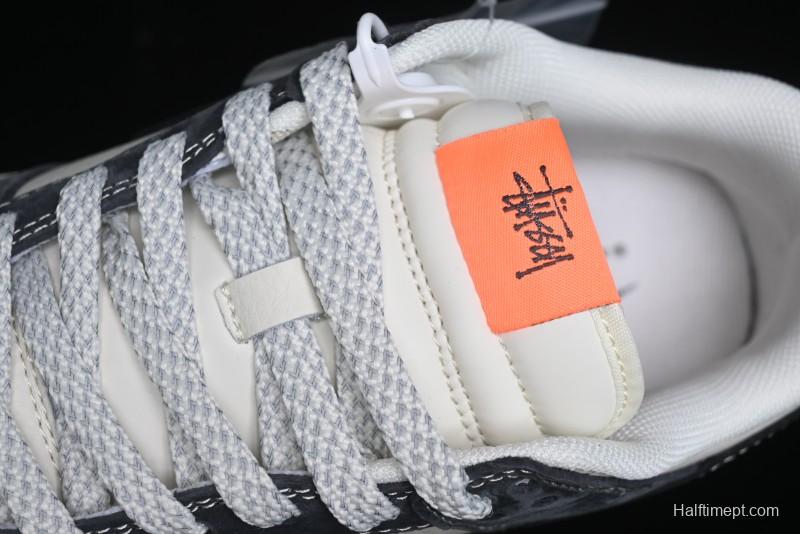 Nike SB Dunk Low Stussy Collaboration Patch Grey Black Black Swoosh Anniversary Custom Low-Top Casual Skate Shoes - MM1089-026