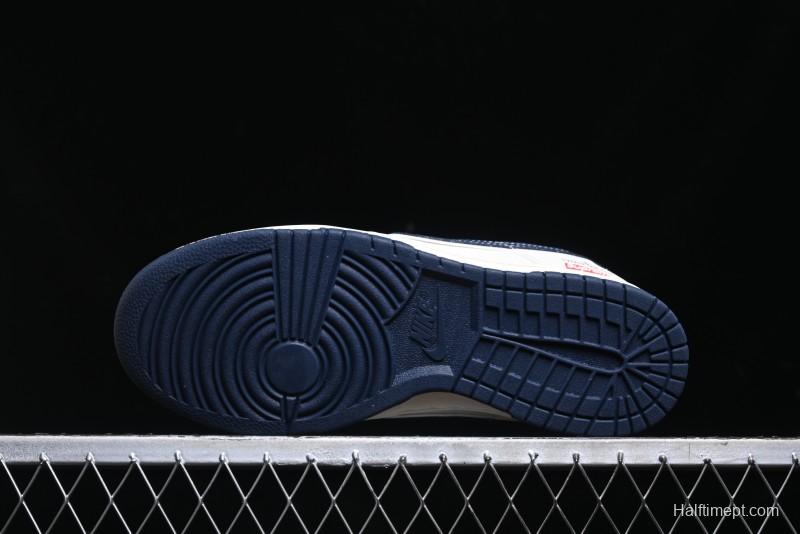 Nike SB Dunk Low Stone Island x Supreme Collaboration - Navy Blue & Off-White Anniversary High-End Custom Low-Top Casual Sneakers - BB9866-007