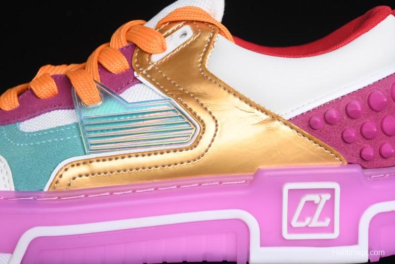 Christian Louboutin Funnyto Flat French Luxury Brand Low-Top Sneakers in Purple Color Block - X.D4