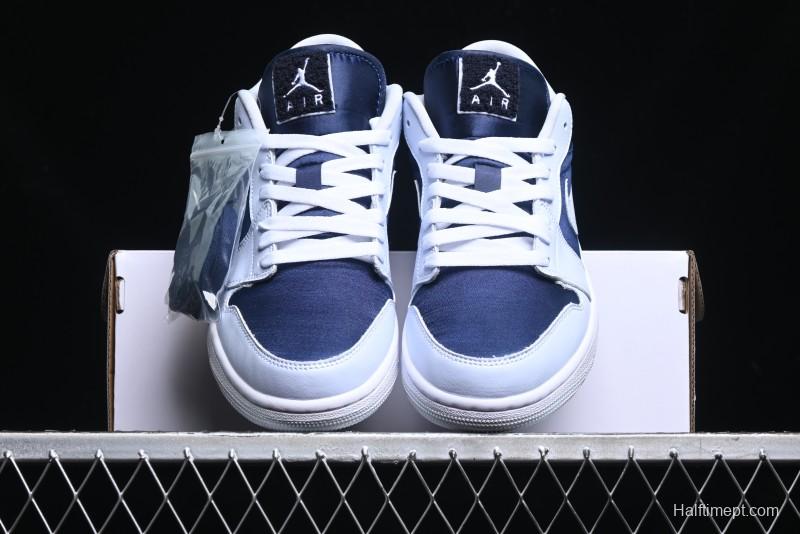Nike Air Jordan 1 Low AJ1 Navy Blue Silk Casual Sneakers - FZ8778-044
