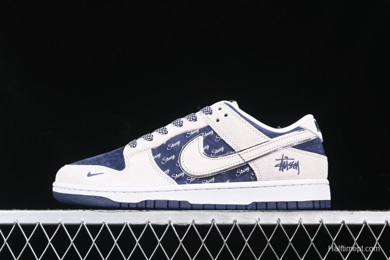 Nike SB Dunk Low Stussy Collaboration - Light Blue Pig Anniversary High-End Custom Low-Top Casual Skate Shoes - XX2025-528