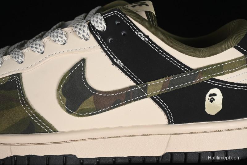 Nike SB Dunk Low Bape Collaboration - Patchwork Camouflage Anniversary Custom Low-Top Casual Sneakers - CH6336-229