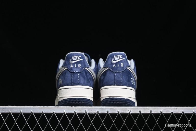 Nike Air Force 1 '07 Low Stussy Collaboration - Grey Blue Suede Low-Top Casual Sneakers - SJ6698-007