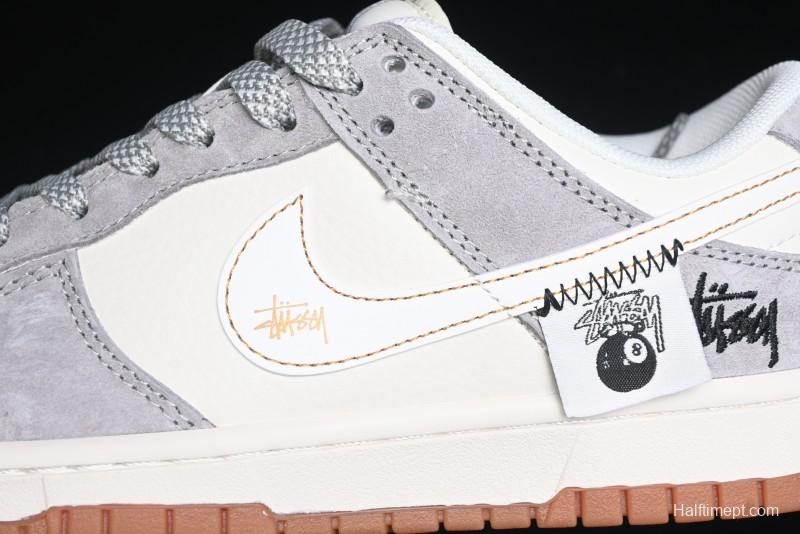 Nike SB Dunk Low Stussy Collaboration - Patchwork Black White Swoosh Anniversary Custom Low-Top Skate Shoes - DM6868-003