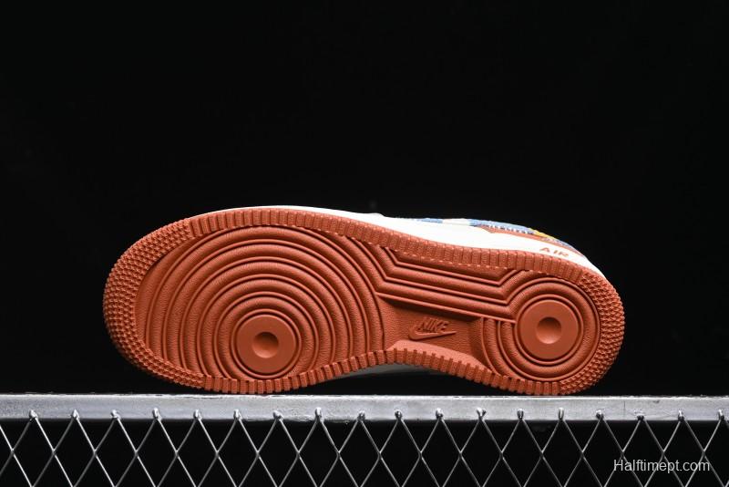 Nike Air Force 1 '07 Low Stussy Collaboration - Grey Brown Flyknit Low-Top Casual Sneakers - KK1988-025