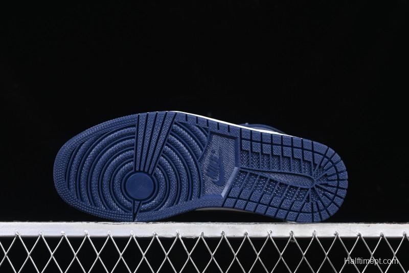 Nike Air Jordan 1 High OG "Midnight Navy" Basketball Shoes with Full Leather Construction - DZ5485-401