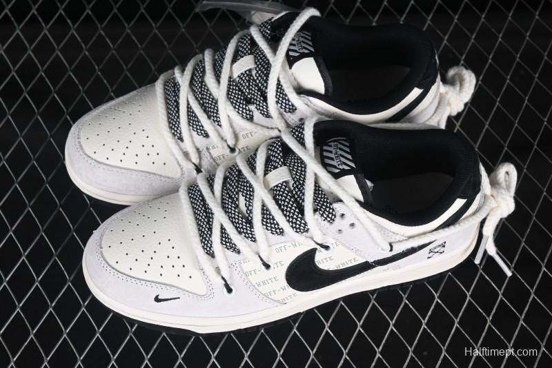 Nike SB Dunk Low OFF-WHITE Collaboration Strap Anniversary Edition Customized Low-Top Casual Skate Shoes - YX5066-225