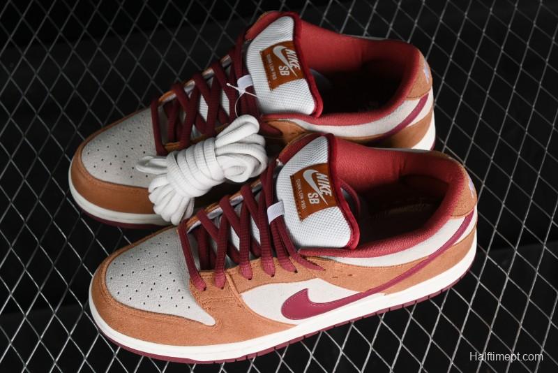 Nike SB Dunk Low Pro Brown Red Colorway SB Low Top Casual Skate Shoes - BQ6817-202