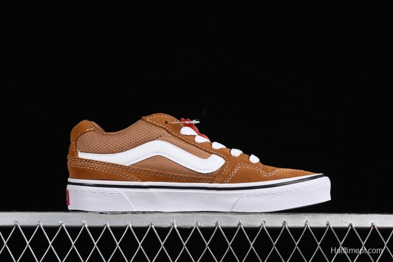 Vans Caldrone Classic American Retro Skate Shoes in Brown Orange - VN000CXZ1OU