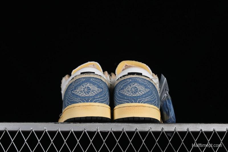 Nike Air Jordan 1 Low SE "WRMK" AJ1 Sashiko Stitch Low-Top Casual Sneakers - FN7670-493