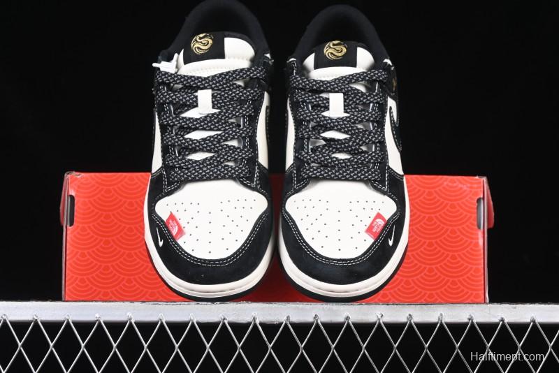 Nike SB Dunk Low The North Face Year of the Snake Black White Black Swoosh Anniversary Custom Low-Top Casual Sneakers - FC1688-210