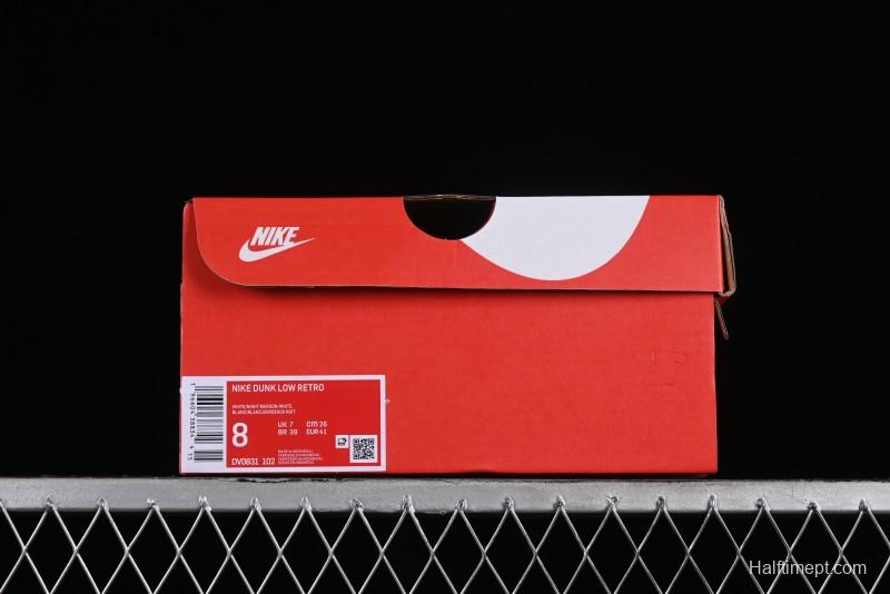 Nike SB Dunk Low White Red Colorway Low-Top Casual Skateboarding Shoes - DV0831-102