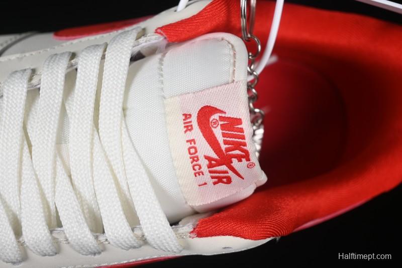 Nike Air Force 1 '07 Low Stussy Collaboration Beige Deep Orange Low-Top Casual Sneakers - DF0188-031