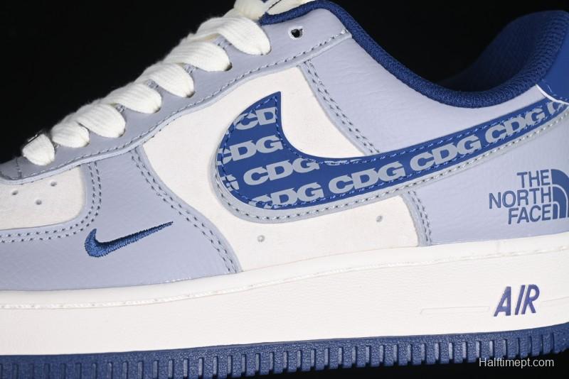 Nike Air Force 1 '07 Low The North Face x CDG Blue Double Swoosh Casual Sneakers - DM6688-019