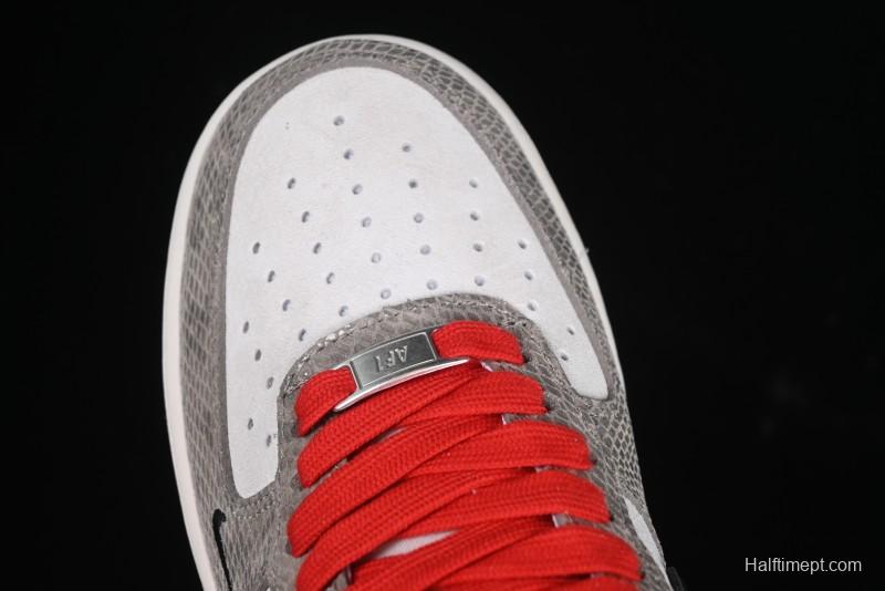 Nike Air Force 1 '07 Low Year of the Snake Limited Edition Grey Black Snake Scale Low-Top Casual Sneakers - DM6688-009