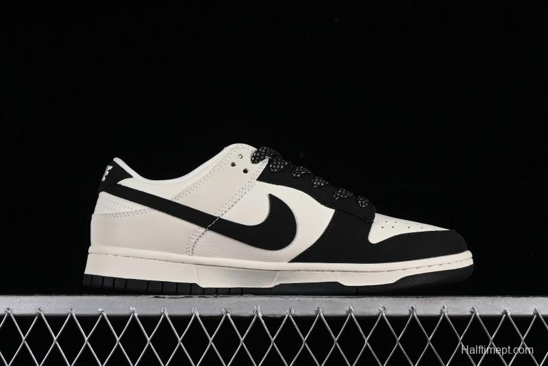 Nike SB Dunk Low Lightning Collaboration - Off White Black Colorway with Mini Swoosh Anniversary Custom Edition Low Top Casual Skate Shoes - XD1688-028