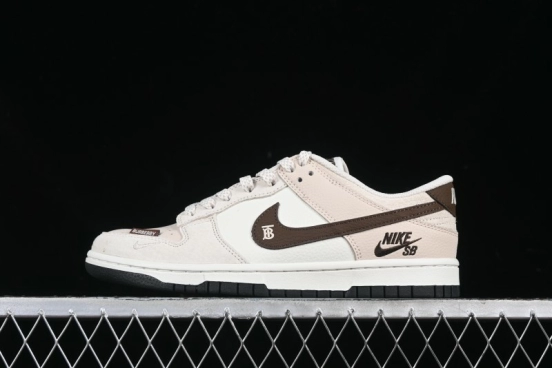 Nike SB Dunk Low Burberry Collaboration Patch Brown Swoosh Anniversary Custom Low-Top Casual Skate Shoes - DJ2024-088