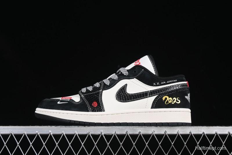 Nike Air Jordan 1 Low AJ1 Year of the Snake Limited Edition White Black Snake Pattern Low-Top Casual Sneakers - SJ9950-056