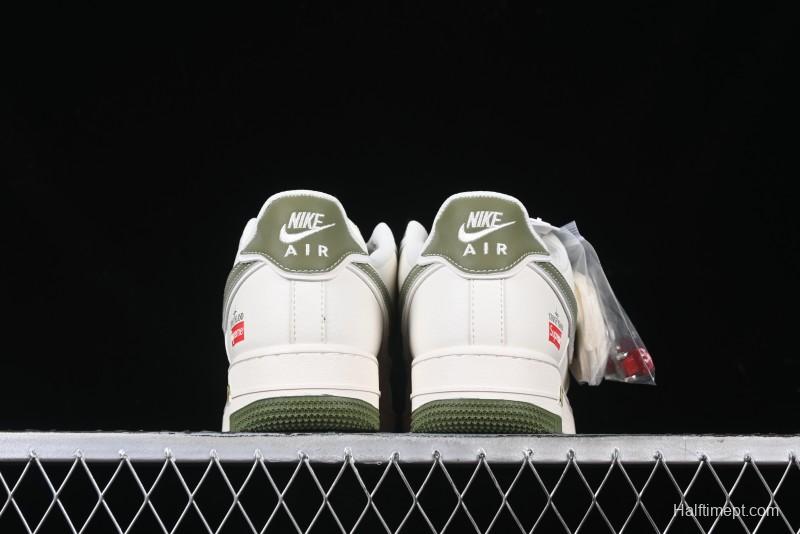Nike Air Force 1 '07 Low Stone Island x Supreme Collaboration Beige Green Swoosh Low-Top Casual Sneakers - BB1616-301